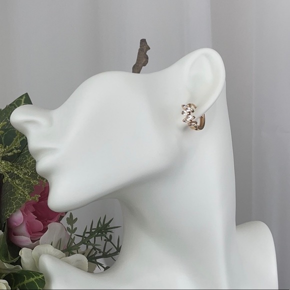 Gold Filled Clear zirconia Embellished Mini hoop - Picture 3 of 11